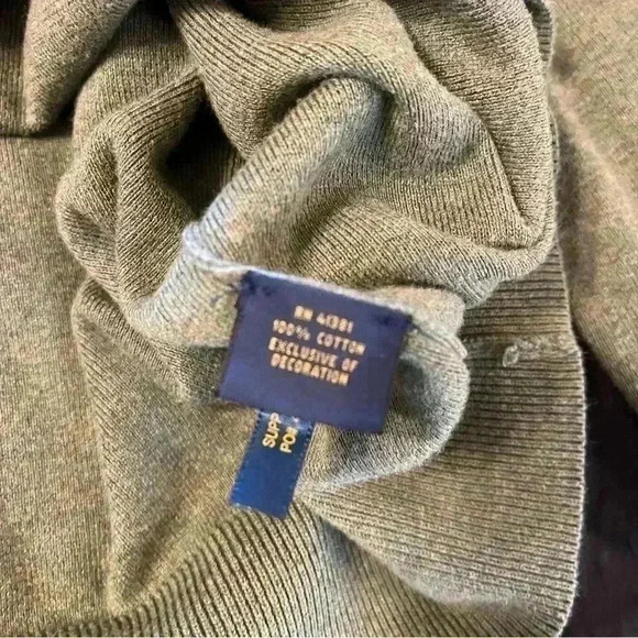 Polo Ralph Lauren Olive Green V-Neck Pima Cotton Long Sleeve Sweater Men's XXL - Picture 12 of 14